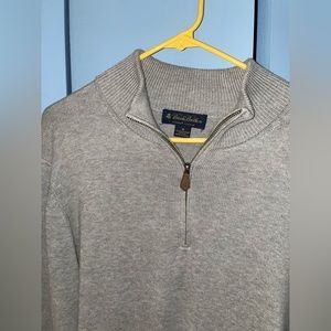 Brooks Brothers Sweater Quarter Zip Supima Cotton Size Medium Grey